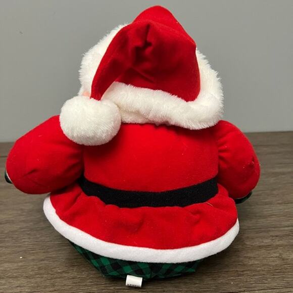 Round Santa Clause with Green Plaid Pants and Red Coat & Hat - Picture 2 of 6